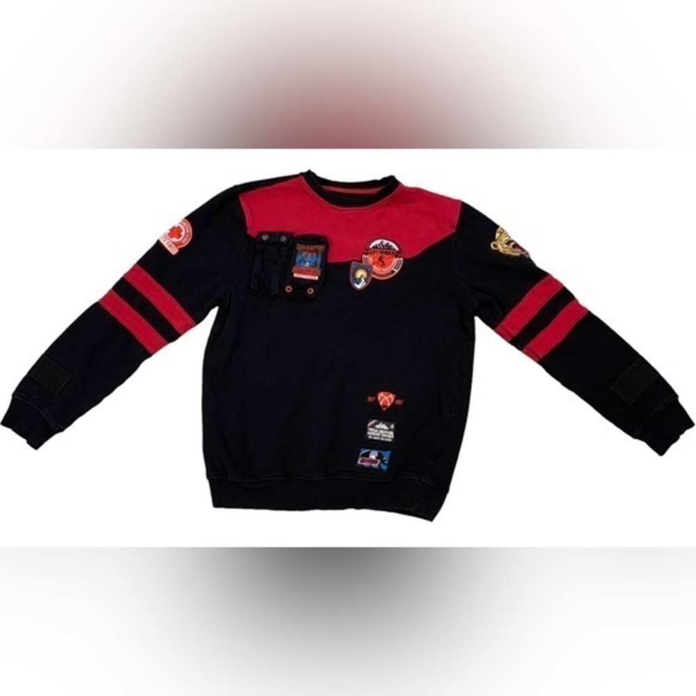 Vintage Americana Black & Red Hiking Logos Pullover Sweatshirt - Men's Sz Large‎
